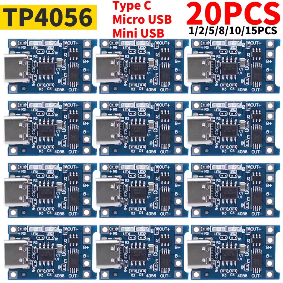 1-20PCS Type-c/Micro/Mini USB  - огляд і ціна Tp4056 Module