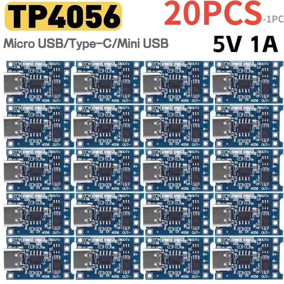 1-20PCS Type-c/Micro/Mini USB  - огляд і ціна Tp4056 Module