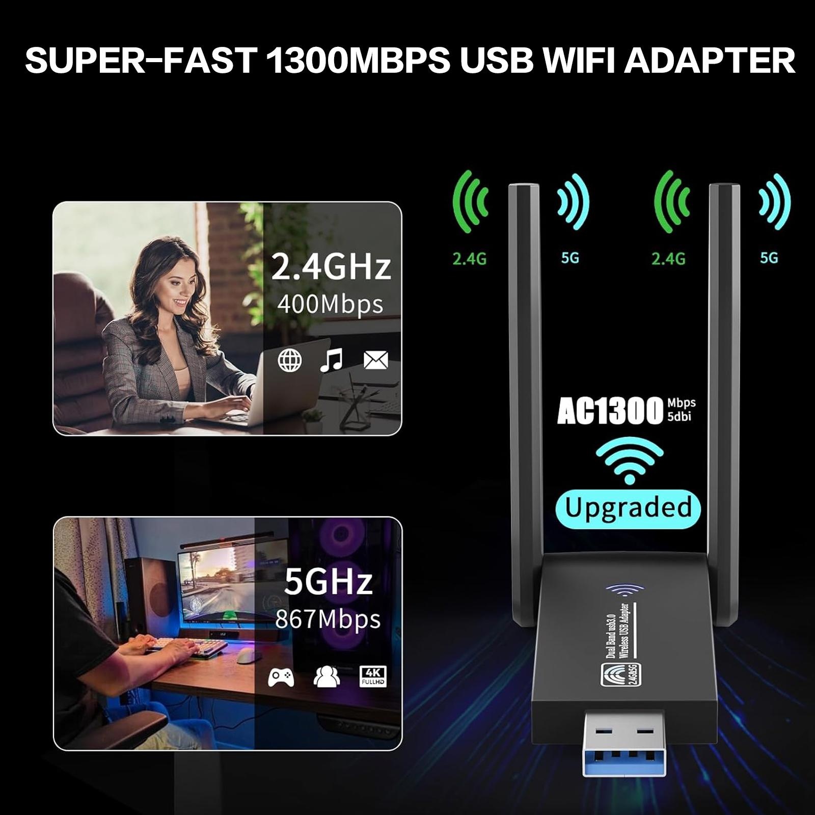 1300Mbps USB WiFi Adapter Dual - огляд і ціна Antenna 2.4Ghz