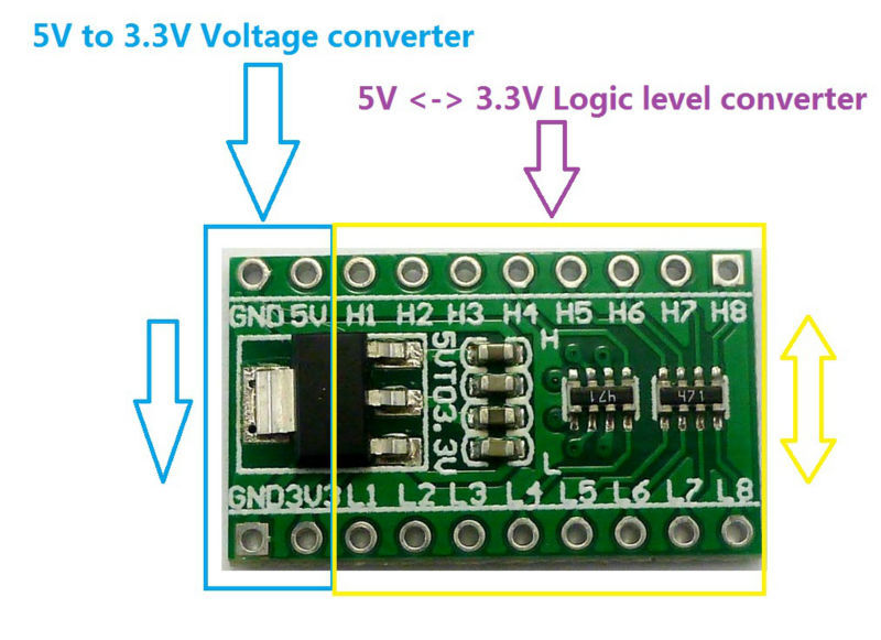 5 Pcs  8CH IIC I2C Logic Level - огляд і ціна Ams1117 Module