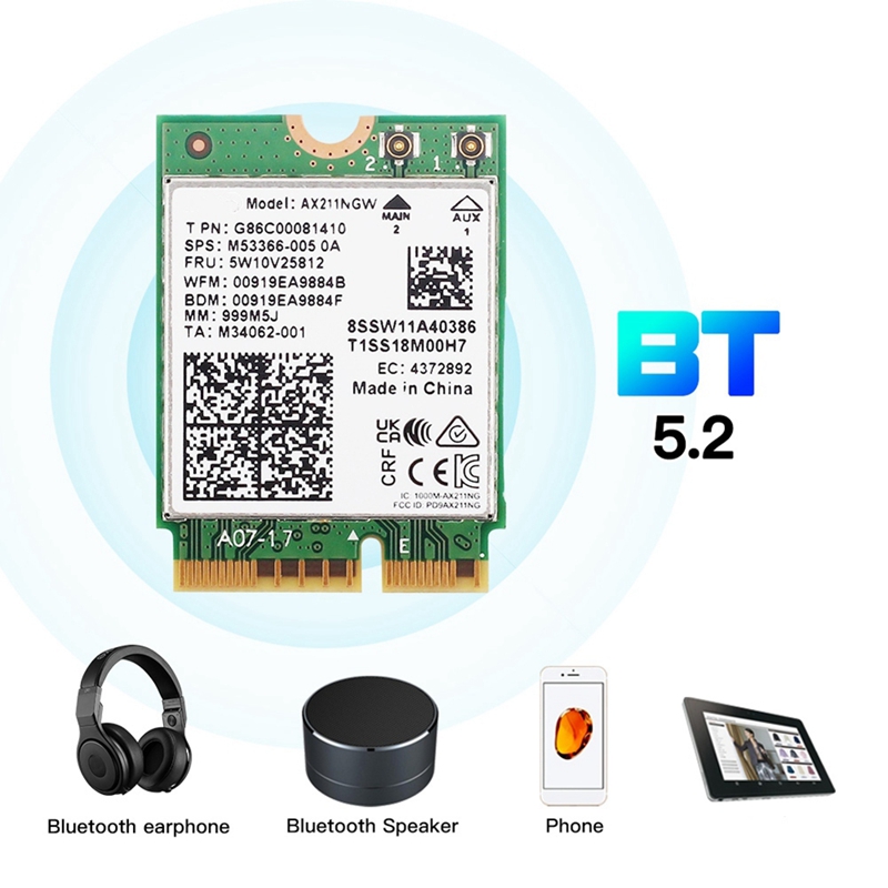 AX211NGW+Dual Antenna WiFi 6E  - огляд і ціна Antenna 2.4Ghz
