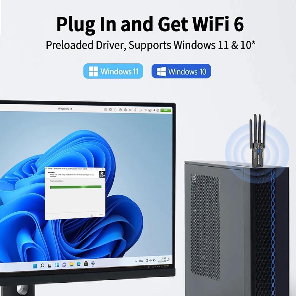 WiFi 6 USB Adapter 1800Mbps Du - огляд і ціна Antenna 2.4Ghz